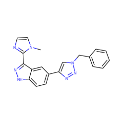 Cn1ccnc1-c1n[nH]c2ccc(-c3cn(Cc4ccccc4)nn3)cc12 ZINC000147421167