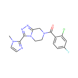 Cn1ccnc1-c1nnc2n1CCN(C(=O)c1ccc(F)cc1Cl)C2 ZINC000095553093