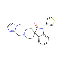 Cn1ccnc1CN1CCC2(CC1)C(=O)N(c1ccsc1)c1ccccc12 ZINC000063528436