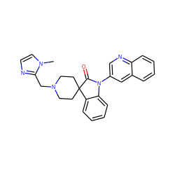 Cn1ccnc1CN1CCC2(CC1)C(=O)N(c1cnc3ccccc3c1)c1ccccc12 ZINC000084655244