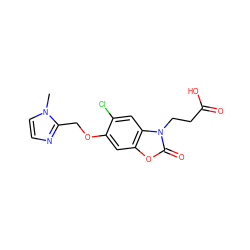 Cn1ccnc1COc1cc2oc(=O)n(CCC(=O)O)c2cc1Cl ZINC000473153670