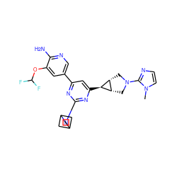 Cn1ccnc1N1C[C@H]2[C@@H](C1)[C@@H]2c1cc(-c2cnc(N)c(OC(F)F)c2)nc(N2CC3CC2C3)n1 ZINC000653667548