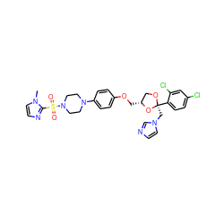 Cn1ccnc1S(=O)(=O)N1CCN(c2ccc(OC[C@@H]3CO[C@@](Cn4ccnc4)(c4ccc(Cl)cc4Cl)O3)cc2)CC1 ZINC000212354500