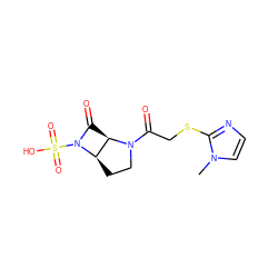 Cn1ccnc1SCC(=O)N1CC[C@@H]2[C@H]1C(=O)N2S(=O)(=O)O ZINC000013781311