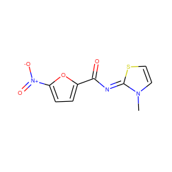 Cn1ccs/c1=N\C(=O)c1ccc([N+](=O)[O-])o1 ZINC000017821871