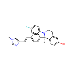 Cn1cnc(/C=C/c2ccc([C@]3(C)c4ccc(O)cc4CCN3c3ccc(F)cc3)cc2)c1 ZINC001772583393