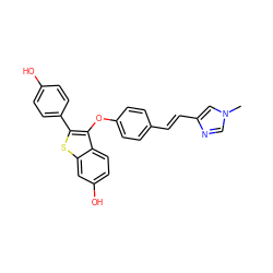 Cn1cnc(/C=C/c2ccc(Oc3c(-c4ccc(O)cc4)sc4cc(O)ccc34)cc2)c1 ZINC000221384980
