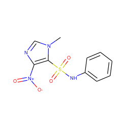 Cn1cnc([N+](=O)[O-])c1S(=O)(=O)Nc1ccccc1 ZINC000001670442