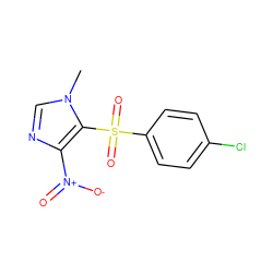 Cn1cnc([N+](=O)[O-])c1S(=O)(=O)c1ccc(Cl)cc1 ZINC000000480515