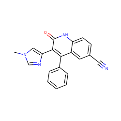 Cn1cnc(-c2c(-c3ccccc3)c3cc(C#N)ccc3[nH]c2=O)c1 ZINC000029126486