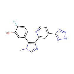 Cn1cnc(-c2cc(-c3nn[nH]n3)ccn2)c1-c1ccc(F)c(O)c1 ZINC000225940125