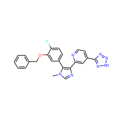 Cn1cnc(-c2cc(-c3nn[nH]n3)ccn2)c1-c1ccc(F)c(OCc2ccccc2)c1 ZINC000225936833