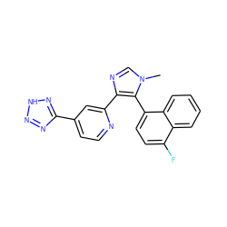 Cn1cnc(-c2cc(-c3nn[nH]n3)ccn2)c1-c1ccc(F)c2ccccc12 ZINC000225941797