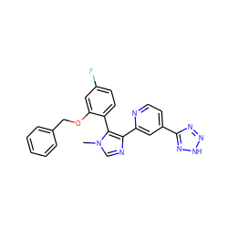 Cn1cnc(-c2cc(-c3nn[nH]n3)ccn2)c1-c1ccc(F)cc1OCc1ccccc1 ZINC000225938902