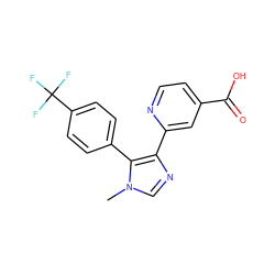 Cn1cnc(-c2cc(C(=O)O)ccn2)c1-c1ccc(C(F)(F)F)cc1 ZINC000225948156