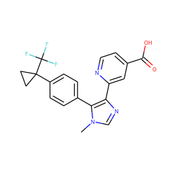 Cn1cnc(-c2cc(C(=O)O)ccn2)c1-c1ccc(C2(C(F)(F)F)CC2)cc1 ZINC000225939771