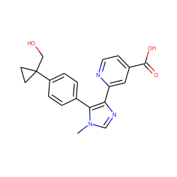 Cn1cnc(-c2cc(C(=O)O)ccn2)c1-c1ccc(C2(CO)CC2)cc1 ZINC000225948181