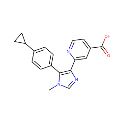 Cn1cnc(-c2cc(C(=O)O)ccn2)c1-c1ccc(C2CC2)cc1 ZINC000225944562