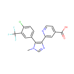 Cn1cnc(-c2cc(C(=O)O)ccn2)c1-c1ccc(Cl)c(C(F)(F)F)c1 ZINC000225938314