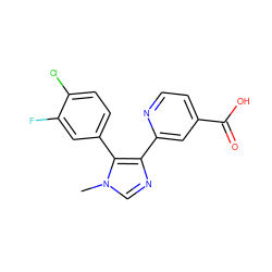 Cn1cnc(-c2cc(C(=O)O)ccn2)c1-c1ccc(Cl)c(F)c1 ZINC000225946401