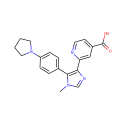 Cn1cnc(-c2cc(C(=O)O)ccn2)c1-c1ccc(N2CCCC2)cc1 ZINC000225944030