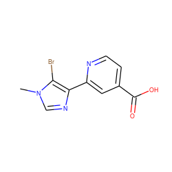 Cn1cnc(-c2cc(C(=O)O)ccn2)c1Br ZINC000218196750