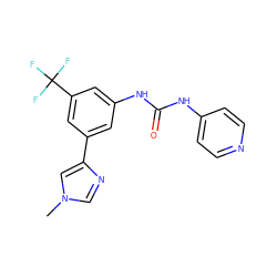 Cn1cnc(-c2cc(NC(=O)Nc3ccncc3)cc(C(F)(F)F)c2)c1 ZINC000653705333