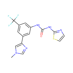 Cn1cnc(-c2cc(NC(=O)Nc3nccs3)cc(C(F)(F)F)c2)c1 ZINC000653764467