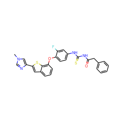 Cn1cnc(-c2cc3cccc(Oc4ccc(NC(=S)NC(=O)Cc5ccccc5)cc4F)c3s2)c1 ZINC000072180967