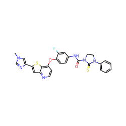 Cn1cnc(-c2cc3nccc(Oc4ccc(NC(=O)N5CCN(c6ccccc6)C5=S)cc4F)c3s2)c1 ZINC000044405467