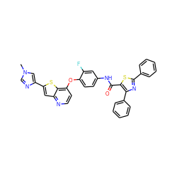 Cn1cnc(-c2cc3nccc(Oc4ccc(NC(=O)c5sc(-c6ccccc6)nc5-c5ccccc5)cc4F)c3s2)c1 ZINC000473131343