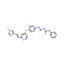 Cn1cnc(-c2cc3nccc(Oc4ccc(NC(=S)NC(=O)Cc5ccccc5)cc4F)c3s2)c1 ZINC000029043709