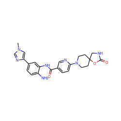 Cn1cnc(-c2ccc(N)c(NC(=O)c3ccc(N4CCC5(CC4)CNC(=O)O5)nc3)c2)c1 ZINC000169352289