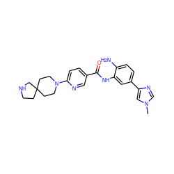 Cn1cnc(-c2ccc(N)c(NC(=O)c3ccc(N4CCC5(CCNC5)CC4)nc3)c2)c1 ZINC000040897390