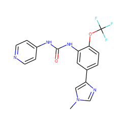 Cn1cnc(-c2ccc(OC(F)(F)F)c(NC(=O)Nc3ccncc3)c2)c1 ZINC000653753963