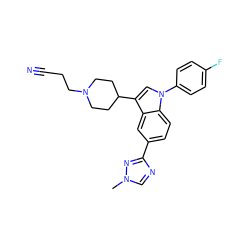 Cn1cnc(-c2ccc3c(c2)c(C2CCN(CCC#N)CC2)cn3-c2ccc(F)cc2)n1 ZINC000001554072