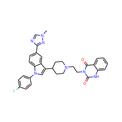 Cn1cnc(-c2ccc3c(c2)c(C2CCN(CCn4c(=O)[nH]c5ccccc5c4=O)CC2)cn3-c2ccc(F)cc2)n1 ZINC000026721222