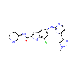 Cn1cnc(-c2ccnc(Nc3cc(Cl)c4[nH]c(C(=O)N[C@@H]5CCCNC5)cc4c3)n2)c1 ZINC000205651559