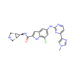 Cn1cnc(-c2ccnc(Nc3cc(Cl)c4[nH]c(C(=O)N[C@H]5[C@@H]6CNC[C@@H]65)cc4c3)n2)c1 ZINC000473236533