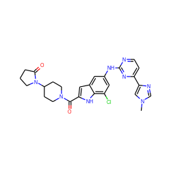 Cn1cnc(-c2ccnc(Nc3cc(Cl)c4[nH]c(C(=O)N5CCC(N6CCCC6=O)CC5)cc4c3)n2)c1 ZINC000222323119