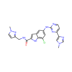 Cn1cnc(-c2ccnc(Nc3cc(Cl)c4[nH]c(C(=O)NCc5ccn(C)n5)cc4c3)n2)c1 ZINC000205650093