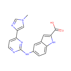 Cn1cnc(-c2ccnc(Nc3ccc4[nH]c(C(=O)O)cc4c3)n2)c1 ZINC000221525901