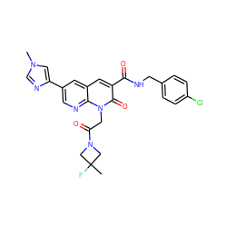 Cn1cnc(-c2cnc3c(c2)cc(C(=O)NCc2ccc(Cl)cc2)c(=O)n3CC(=O)N2CC(C)(F)C2)c1 ZINC000221759296