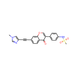 Cn1cnc(C#Cc2ccc3c(=O)c(-c4ccc(NS(C)(=O)=O)cc4)coc3c2)c1 ZINC000142636448