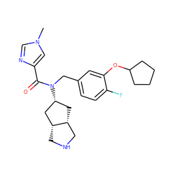 Cn1cnc(C(=O)N(Cc2ccc(F)c(OC3CCCC3)c2)[C@@H]2C[C@@H]3CNC[C@@H]3C2)c1 ZINC000101322129