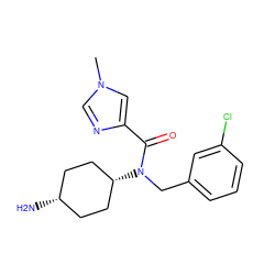 Cn1cnc(C(=O)N(Cc2cccc(Cl)c2)[C@H]2CC[C@@H](N)CC2)c1 ZINC000253673154