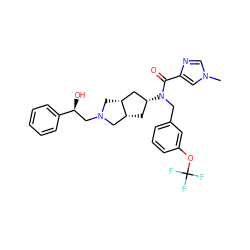 Cn1cnc(C(=O)N(Cc2cccc(OC(F)(F)F)c2)[C@@H]2C[C@@H]3CN(C[C@H](O)c4ccccc4)C[C@@H]3C2)c1 ZINC000101322148