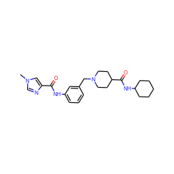 Cn1cnc(C(=O)Nc2cccc(CN3CCC(C(=O)NC4CCCCC4)CC3)c2)c1 ZINC001772584091