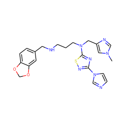 Cn1cnc(CN(CCCNCc2ccc3c(c2)OCO3)c2nc(-n3ccnc3)ns2)c1 ZINC000073157332