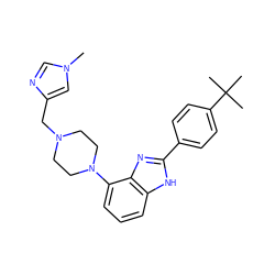 Cn1cnc(CN2CCN(c3cccc4[nH]c(-c5ccc(C(C)(C)C)cc5)nc34)CC2)c1 ZINC000035951786